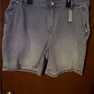 Striped Cotton Blend Women’s Shorts - Blue/White